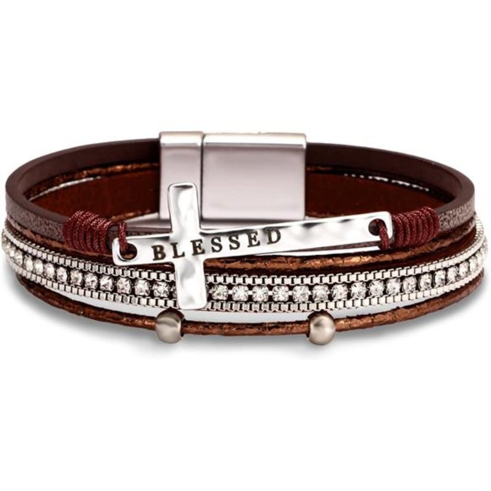 Leopard Bracelet for Women, Boho Leather Wrap Multi-Layer Pearl